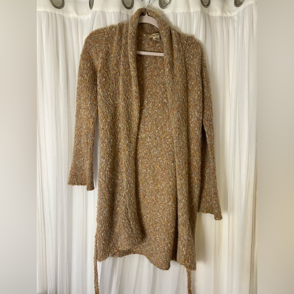 Free People Textured Bohemian Knit Cardigan w/ Tie Front - size medium
